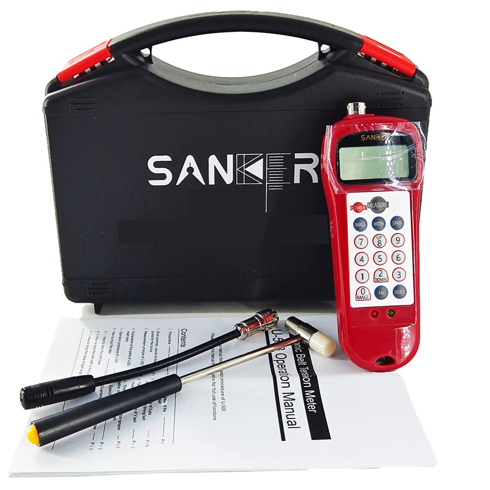 VTSYIQI Belt Tension Meter Sonic Belt Tensiometer Sonic Tension Meter Sonic Belt Meter for Most Belt Types with Frequency Range 10Hz-5000Hz Tension Range 0.01-99900N LCD Backlit Display