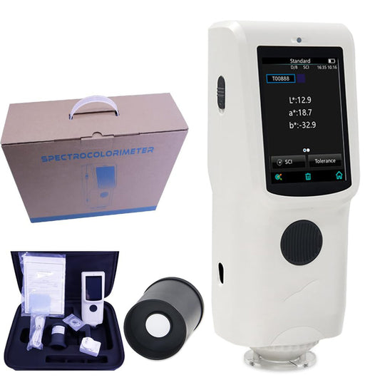 VTSYIQI Portable Spectrophotometer Spectro Color Meter Tester with Repeatability ΔE*ab 0.1 Accuracy 0.1 D/8 Φ8mm Aperture SCI Double Row 24 Groups ASTM ISO Standard