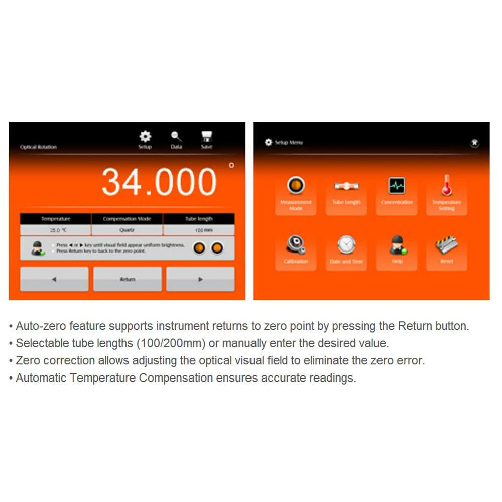 VTSYIQI Semiautomatic Polarimeter Digital Polarimeter with Range ±90°±130°Z Accuracy ±0.02°±0.05°Z 1 to 3 Point Calibration Touch Screen for Optical Rotation Specific Rotation Concentration Sugar Scale Test