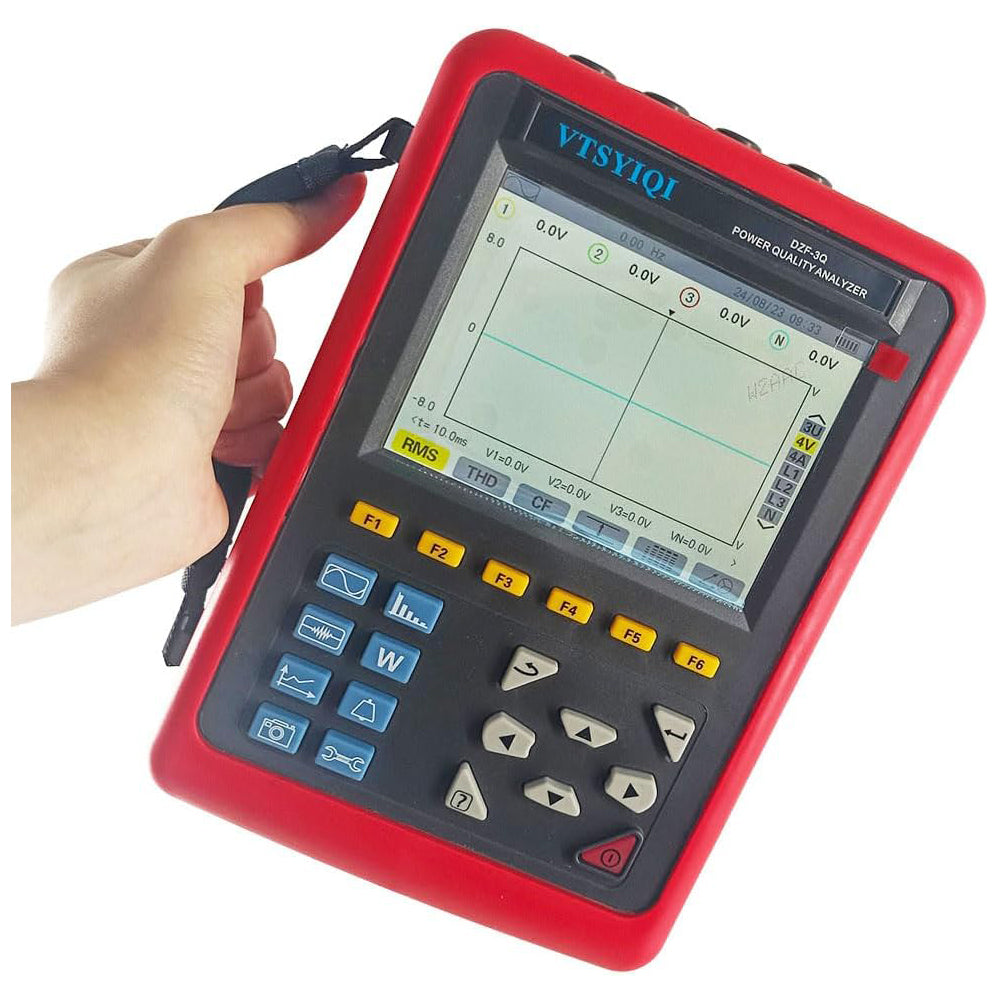 VTSYIQI Three Phase Power Quality Analyzer Electrical Power Quality Measurement Power Quality Analyzer with Range 1.0A～1000A 4 Current Clamp Sensor Capture and Monitoring Capabilities