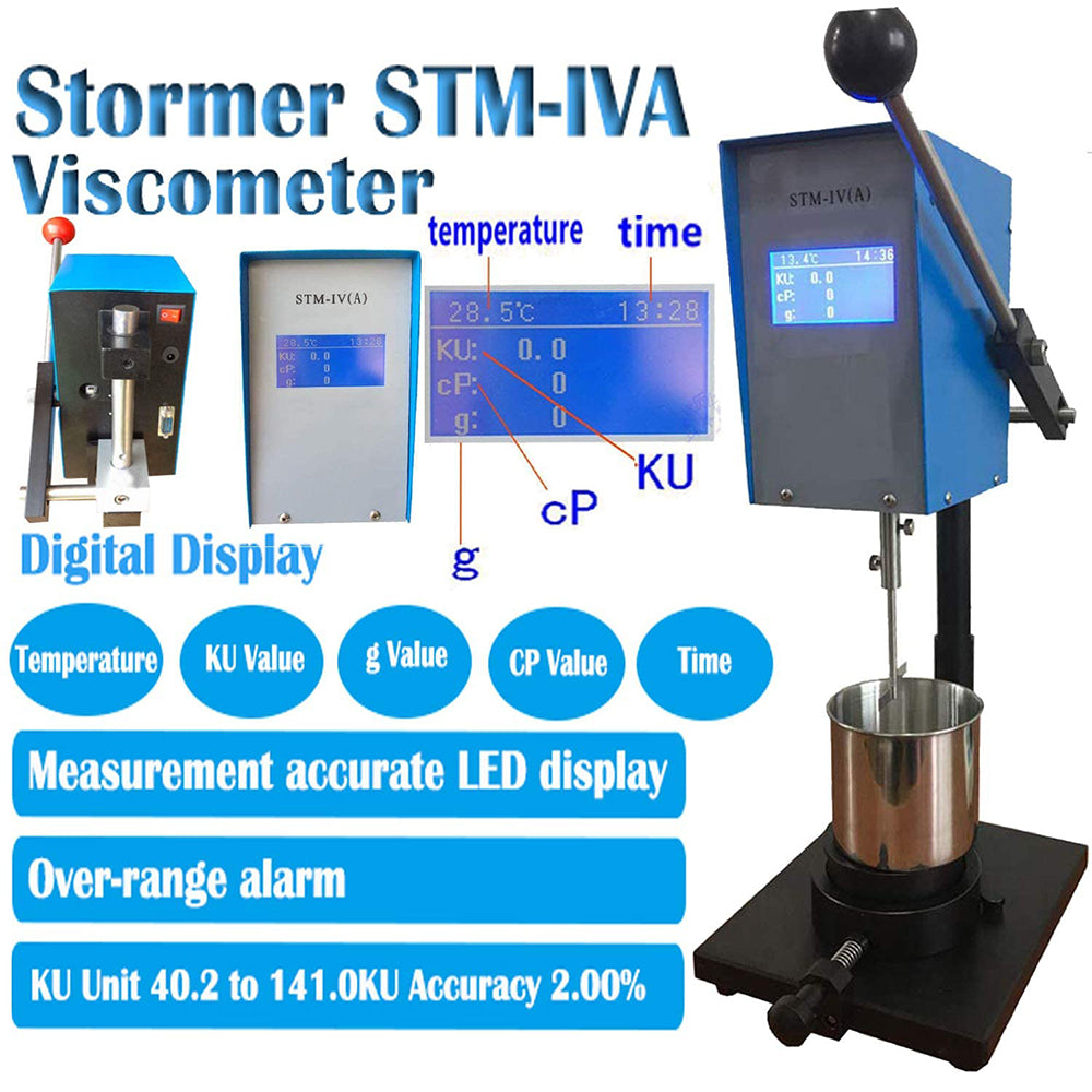 VTSYIQI Stormer Viscosity Meter Tester Digital Rotary Viscometer with Range 40.2 to 141.0KU Accuracy 2.00% Temperature Value Ku Value g Value CP Value Time Value