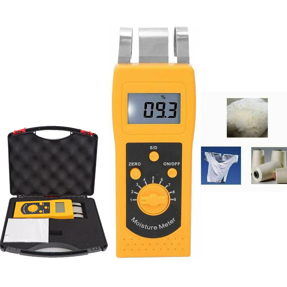 VTSYIQI Textile Moisture Tester Meter Digital Textile Moisture Meter with Range 0 to 50% Metal Sensor Accuracy ± 0.5% n Resolusion 0.1/0.01 for Clothes Yarn Moisture Measuring Instruments