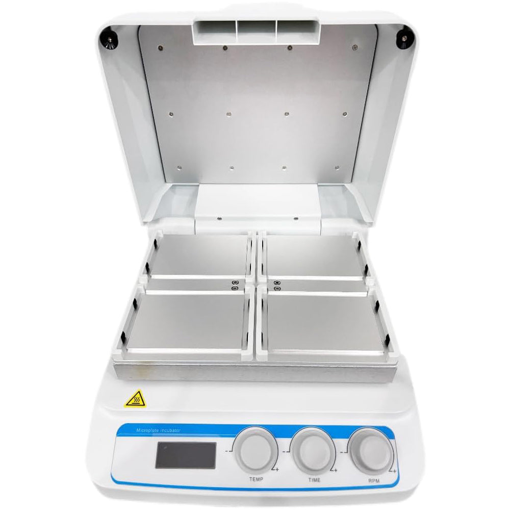 VTSYIQI Microplate Thermo Shaker Micro Plate Thermo Incubator with Temperature Control Precision ≤±0.3℃ Heating Mode Electric Heating Film Speed Range 100~1600rpm Sample Capacity Four Enzyme Plates or Deep Well Plates