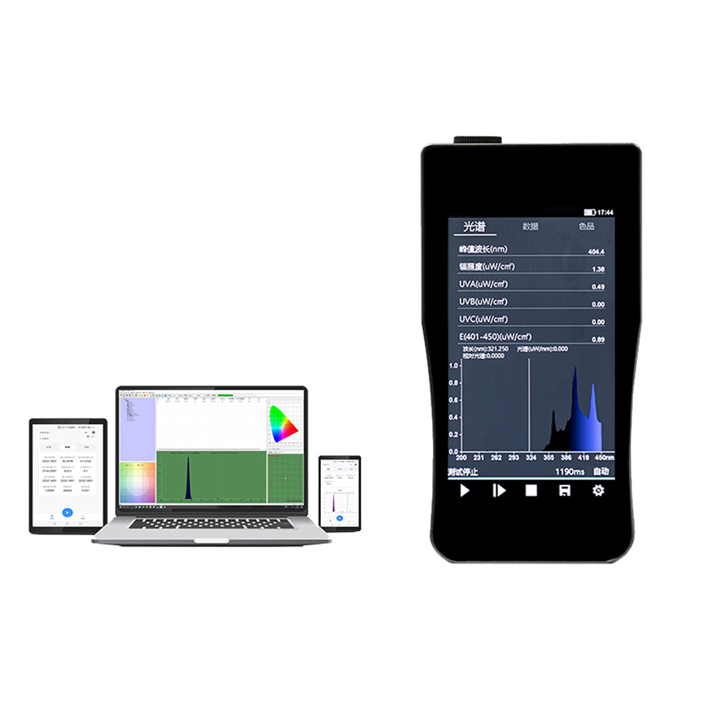 VTSYIQI UV Spectral Illuminance Meter Ultraviolet Spectrum Radiation Meter with Wavelength Range 200-450 nm High-Precision CCD Sensor 5-inch Touch Screen Spectral Bandwidth(FWHM) 2nm Spectral Distribution Map