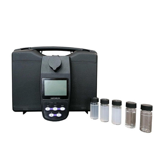 VTSYIQI Turbidimeter Portable Turbidity Tester Analyzer with ISO 7027 nephelometric Method (90°) Range 0~1100 NTU/FNU 0~275 EBC 0~9999 ASBC 4PCS Calibration Liquids