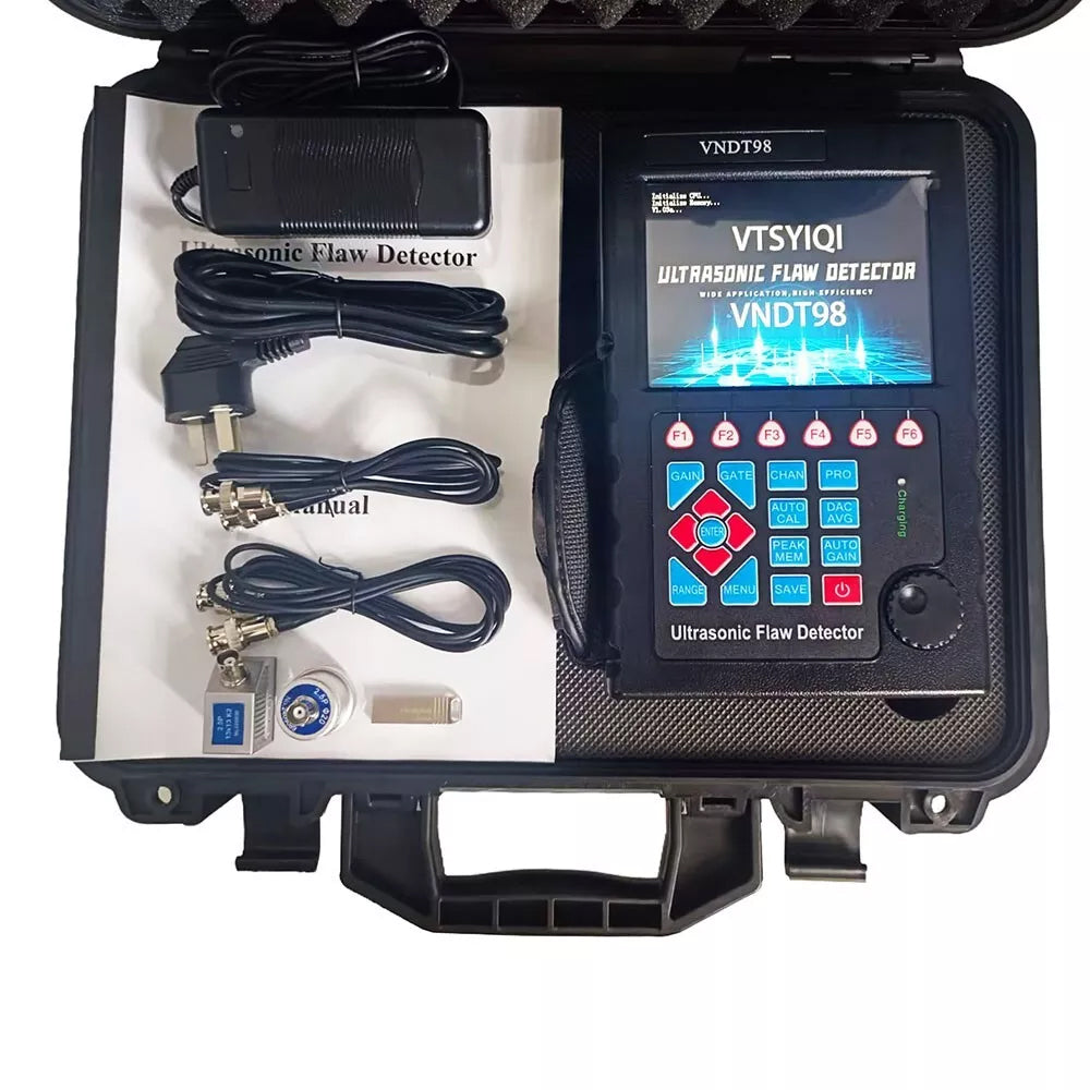 VTSYIQI Ultrasonic Flaw Tester NDT Ultrasonic Meter Digital Ultrasonic Metal Flaw Detector with Test Range 0 to 10000mm Frequency 0.2 to 20MHz Velocity 1000 to 15000m/s Vertical Error ≤3% Horizontal Error ≤0.1% Gate Three Measurement Mode