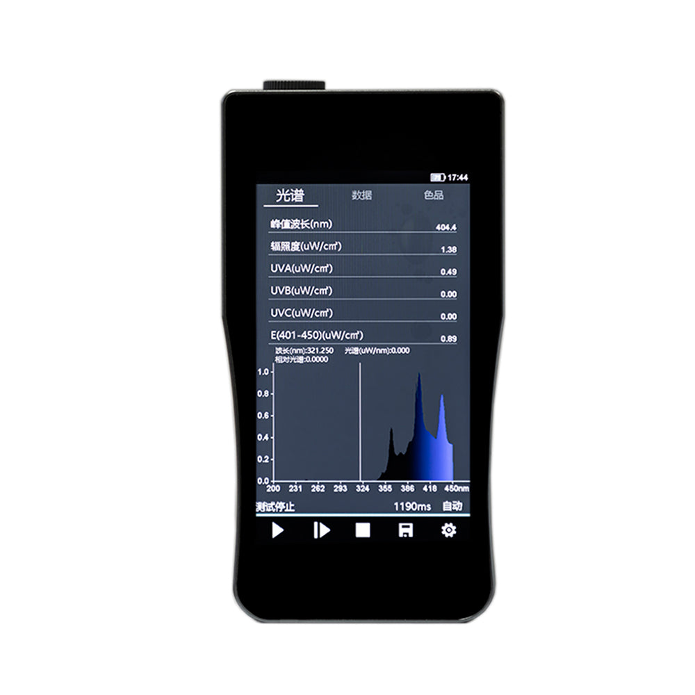 VTSYIQI UV Spectrometer UV Radiometer Ultraviolet Spectral Color Illuminance Meter with Wavelength Range 200-450 nm Touch Screen for UVA UVB UVC Ultraviolet Irradiation Ultraviolet Hazard Irradiance Analysis