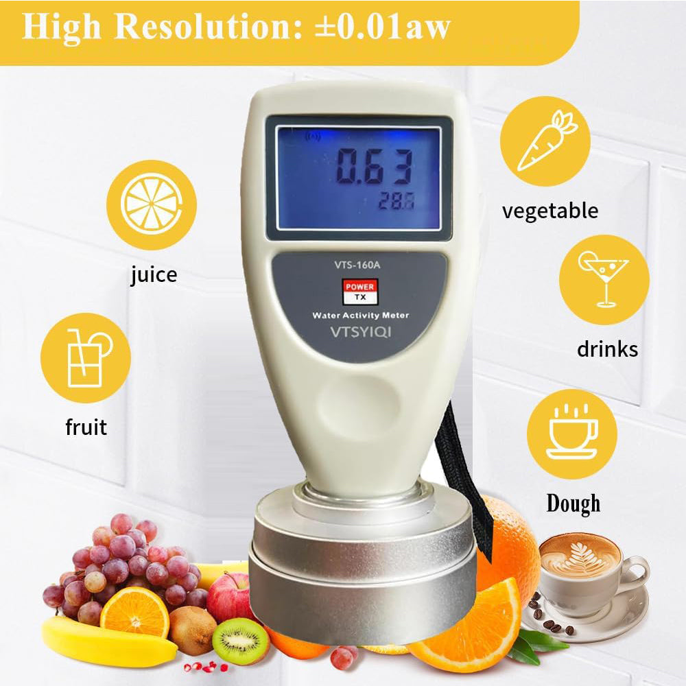 VTSYIQI Water Activity Meter Portable Water Activity Meter with Measuring Range 0 to 1.0aw Resolution ±0.01aw Accuracy ±0.02aw Food Like Dried Fruits Vegetables Beef Jerky