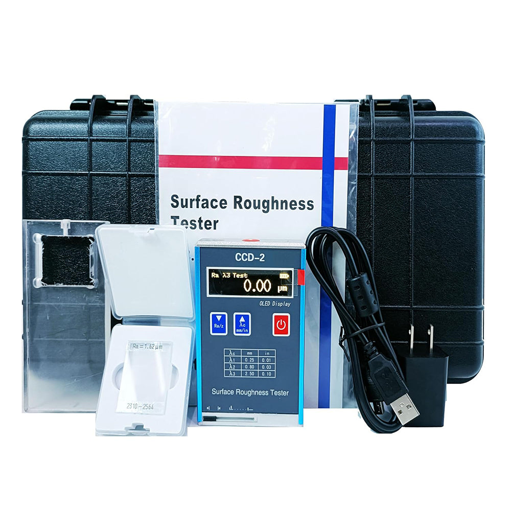 VTSYIQI Surface Roughness Tester Roughness Gauge Meter with Measuring Range Ra Rq 0.05~15.0μm Rz Rt 0.1~50.0μm Indication Accuracy 0.01μm 4 Testing Parameters (µm）Ra Rz Rq Rt Sample Length 0.25 0.80 2.50mm