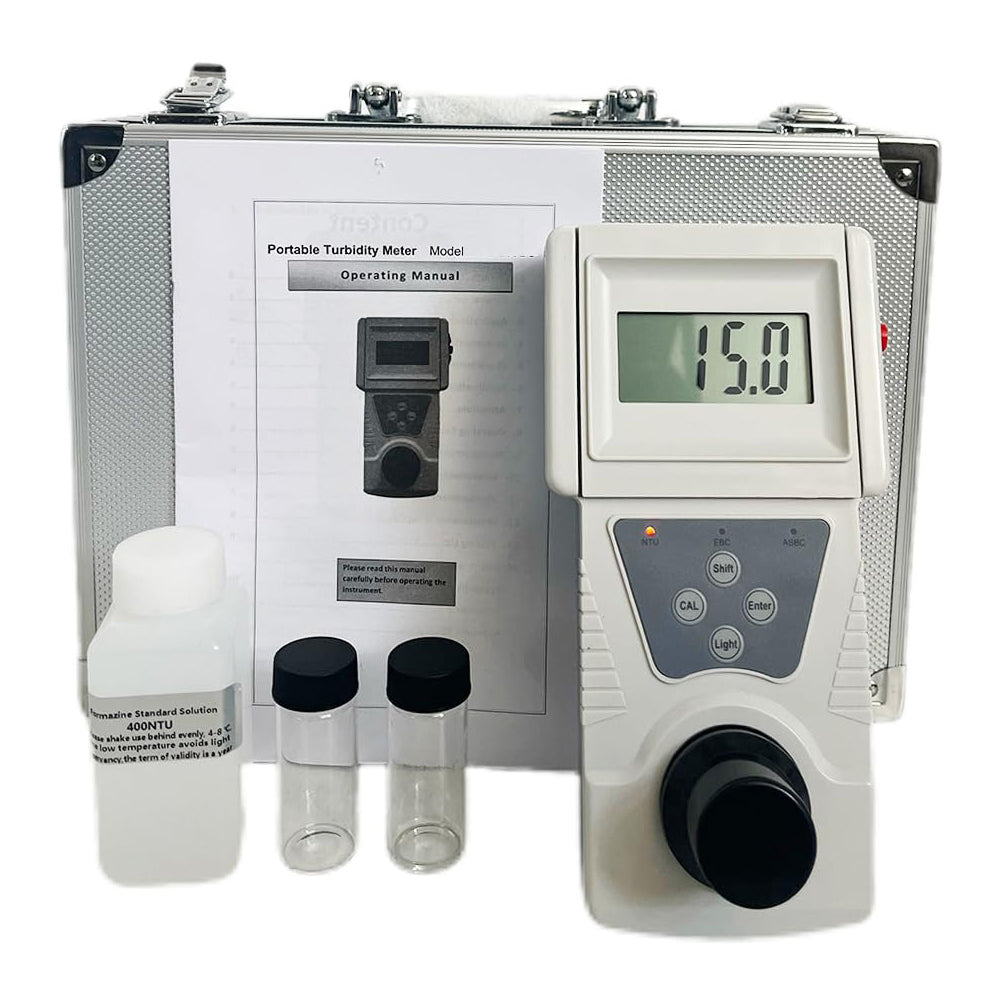 VTSYIQI Digital Turbidity Meter Kit Turbidimeter Tester with Turbidimeter Calibration Solution Kit Range 0 to 200 NTU Accuracy 0.1 NTU Resoultion 0.01Units NTU EBC ASBC for Plants ISO7027 Compliant