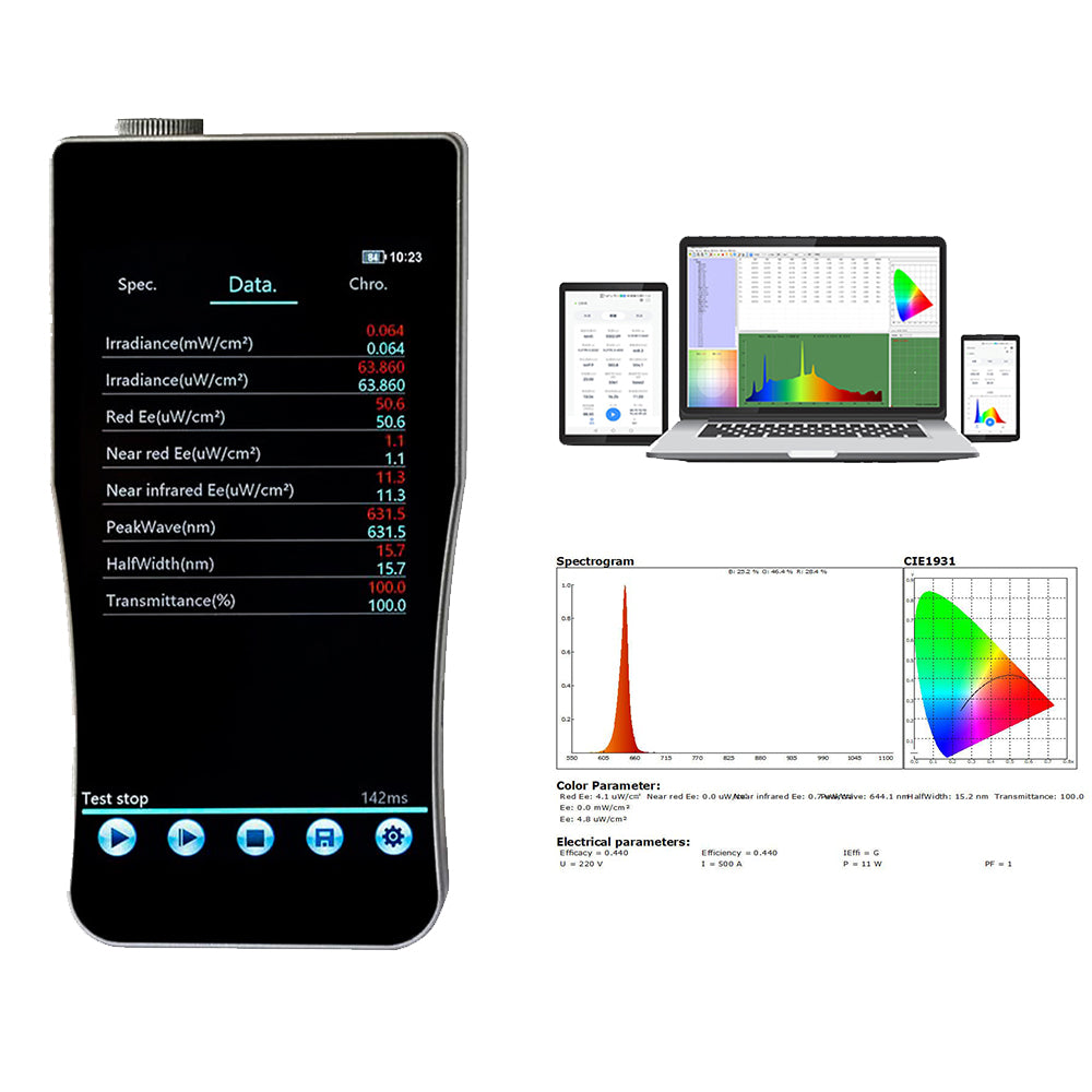 VTSYIQI Infrared Spectrometer Infrared Spectrum Radiation Meter with Wavelength Range 550nm～1100nm Photosensitive Surface Ф10mm High-Precision CCD Sensor Touch Screen Data Output Function for Accurate Testing of Infrared LED Parameters