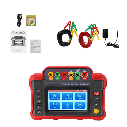 VTSYIQI Transformer Turns Ratio Testers Single-Phase Three-Phase Transformer Tester with Variable Ratio Range 0.9-10000 5-inch Touchscreen for Single-Phase Three-Phase Z-Type Transformer PT CT