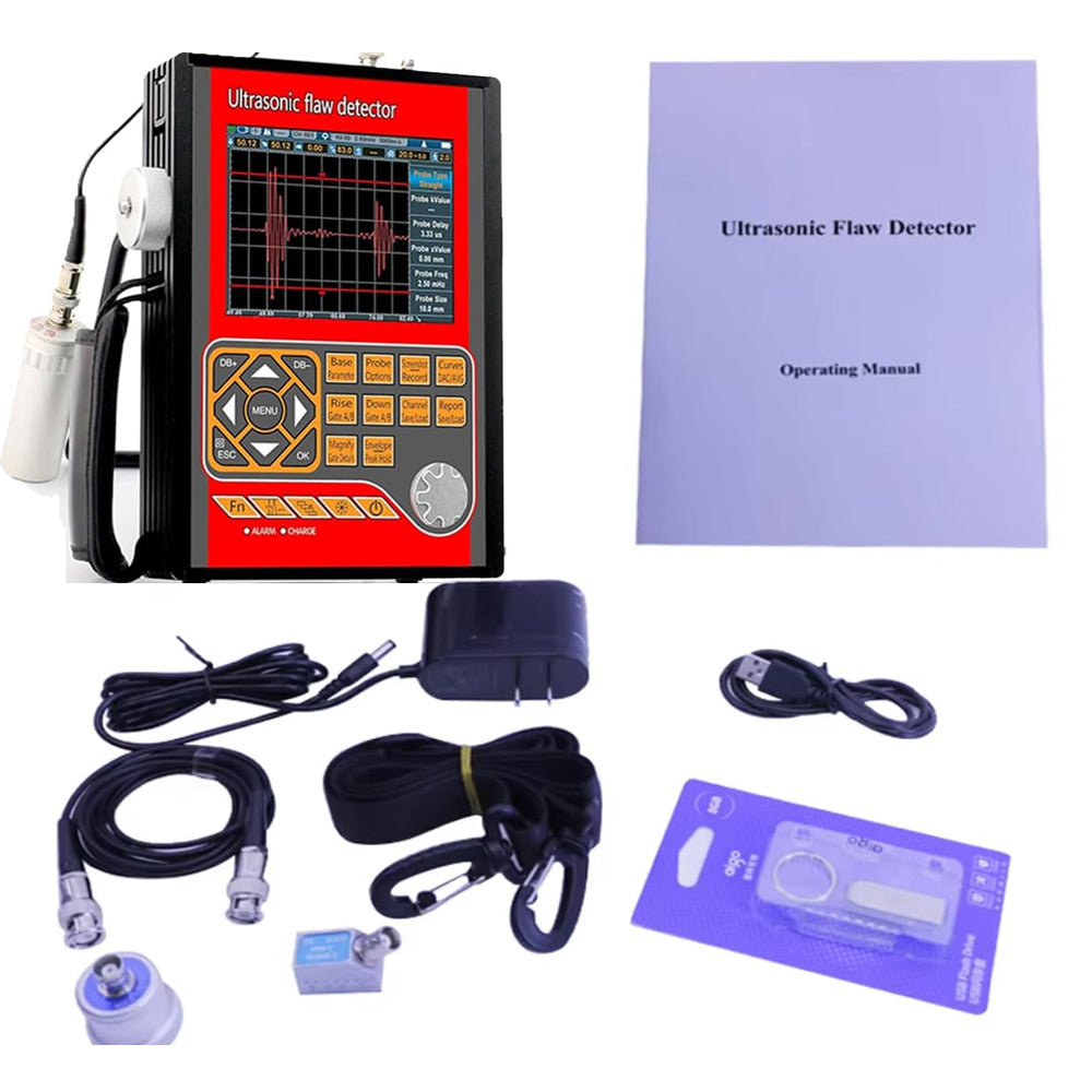 VTSYIQI Ultrasonic Flaw Meter Tester Ultrasonic Flaw Detector Machine with LCD Display Range Up to 15000mm in Steel Pulse Echo Dual Element and Thru-Transmission Test Modes Data Storage