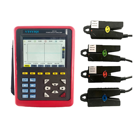 VTSYIQI Power Quality Meter Power Quality Measurement with 4PCS Current Clamp Sensor Range 10mA to 10.0A for Analyzing Voltage Current Power Electrical Energy Harmonic Phase