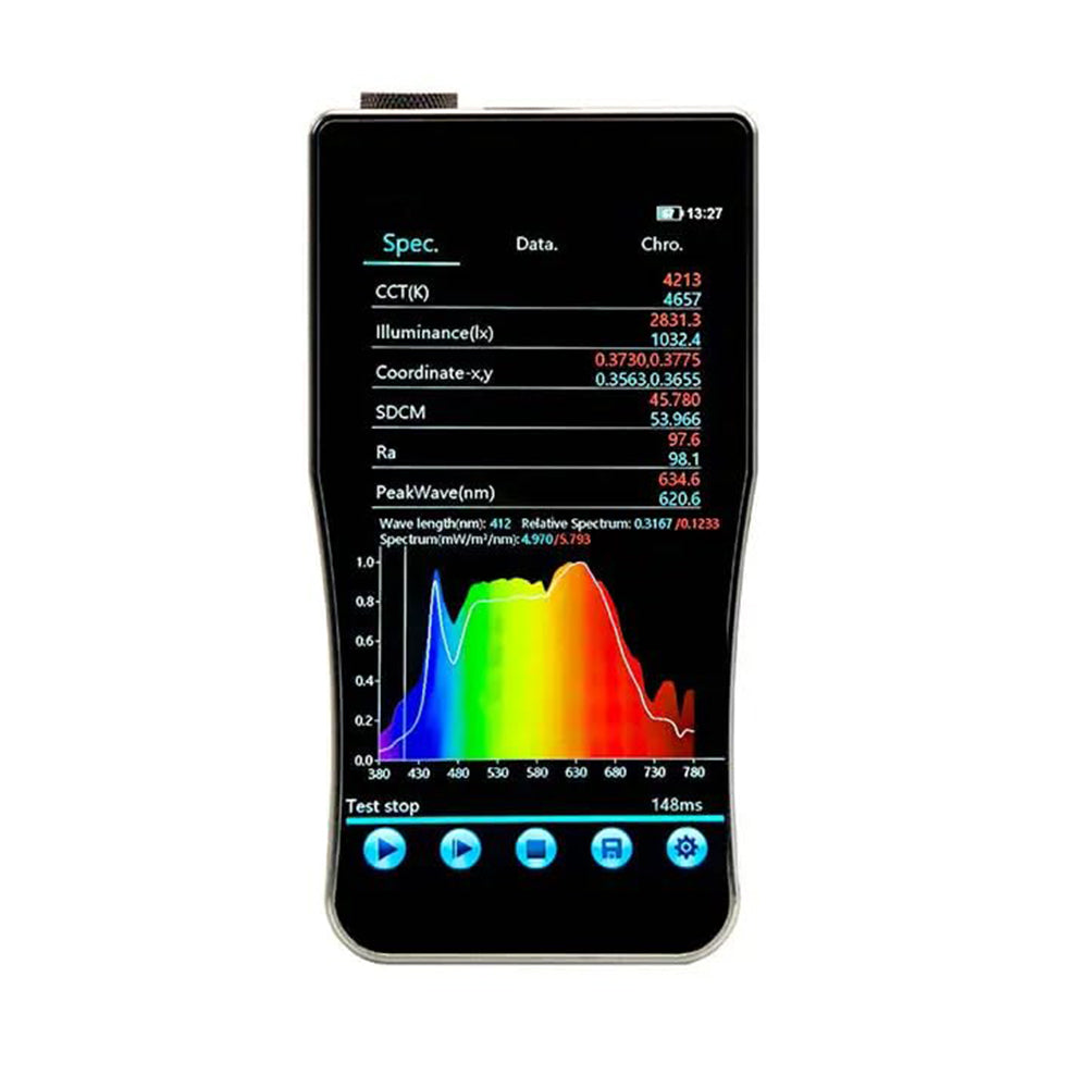 VTSYIQI Blue Light Spectrometer Blue Light Spectrum Analyzer with Wavelength Range 350~800nm Chromaticity Diagram TM-30 5-Inch High-Definition Touch Screen Spectral Bandwidth Approximately 2 nm One Time/Continuous Testing