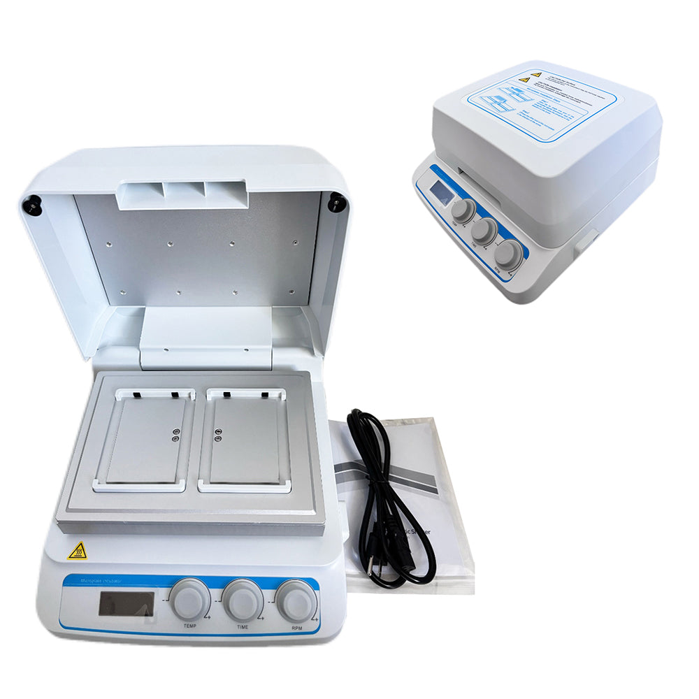 VTSYIQI Digital Microplate Shaker Thermo Shaker for Microplates with Control Accuracy  ≤ ±0.3℃ Capacity 2 Microtiter Plates or Deep Well Plates Heating Mode Heating Film Time Set 1-9999min Speed Range 100~1600rpm