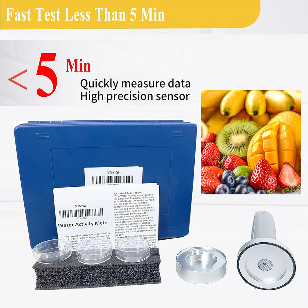 VTSYIQI Smart Water Activity Meter Measurement Instrument Analyzer For Food Fruit Vegetables With Range 0 to 1.0AW Accuracy 0.02aw LCD Display