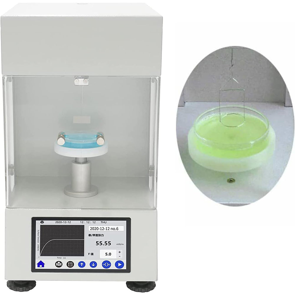 VTSYIQI Automatic Surface Tensiometer Viscosity Interfacial Tension Meter Device With Range 0 to 1000mN/m Accuracy 0.01mN/m Platinum Loop 4.3 inch Touch Screen Du Nouy Ring Method Test