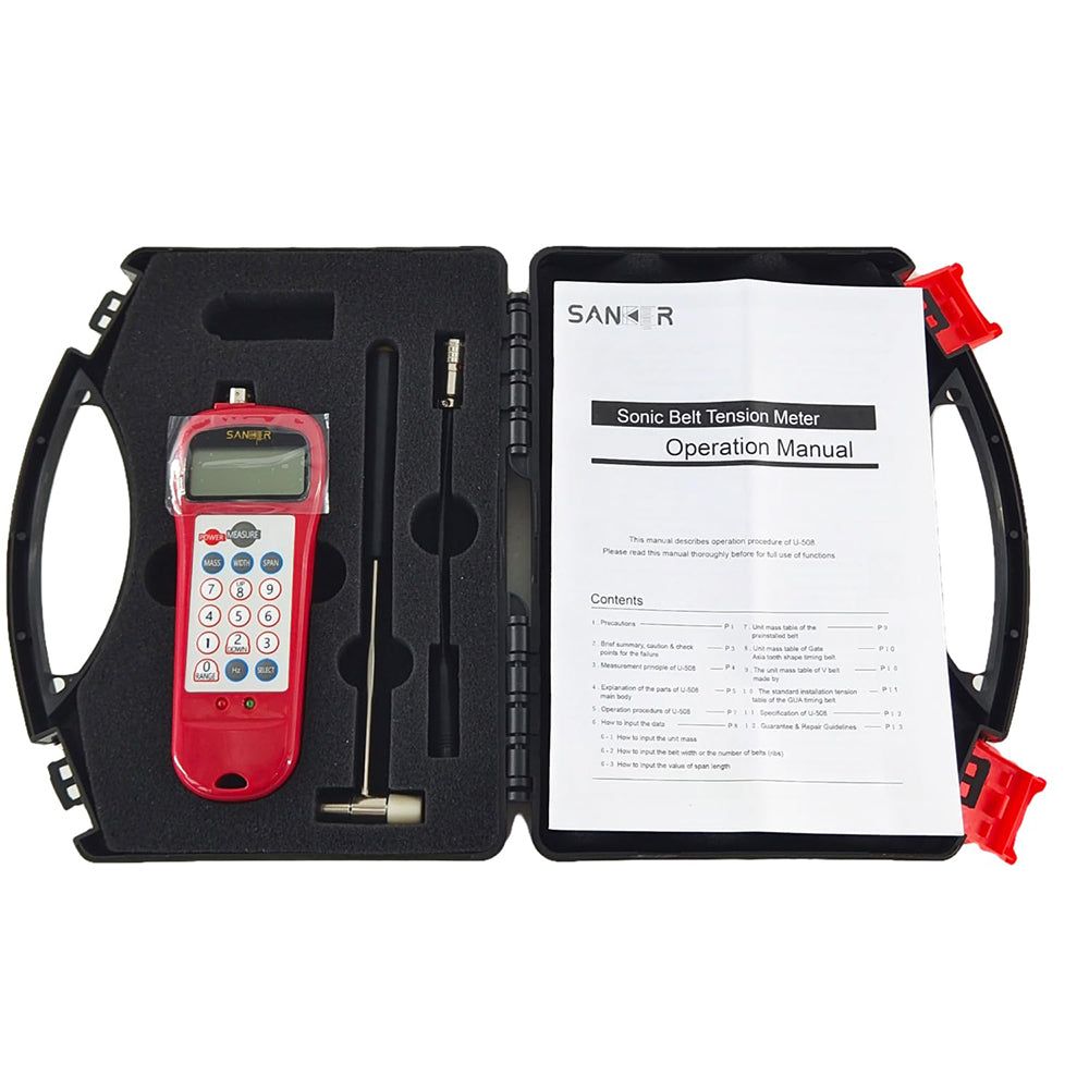 VTSYIQI Belt Tension Meter Tester Sonic Belt Tension Meter with LCD Backlit Display Tension Range 0.01 to 99900N  Frequency Range 10Hz to 5000Hz for V-Belt Fabric Covered Belt Toothed Edge Belt Multi-vinged Belt Power Transmission Belt Etc