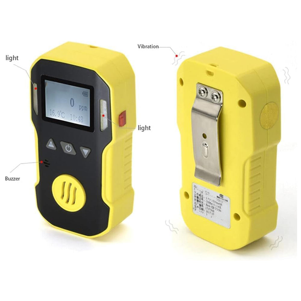 VTSYIQI HCL Gas Detector Portable Hydrogen Chloride Gas Analyzer with Measuring Range 0 to 50ppm L-alarm 5ppm H-alarm 10ppm Self-adjustment Function Resolution 0.1ppm for Combustible and Toxic Gas Leakage Detection