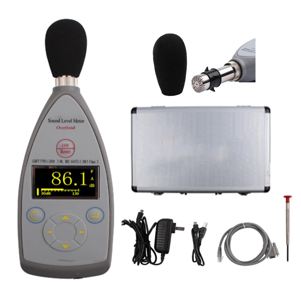 VTSYIQI Portable Class 2 Sound Level Meter Integrating Sound Level Tester Multifunctional Noise Measurement with Integrating Function Range 20Hz-12.5kHz 30dB(A)-130dB(A) AC DC RS232 Outputs