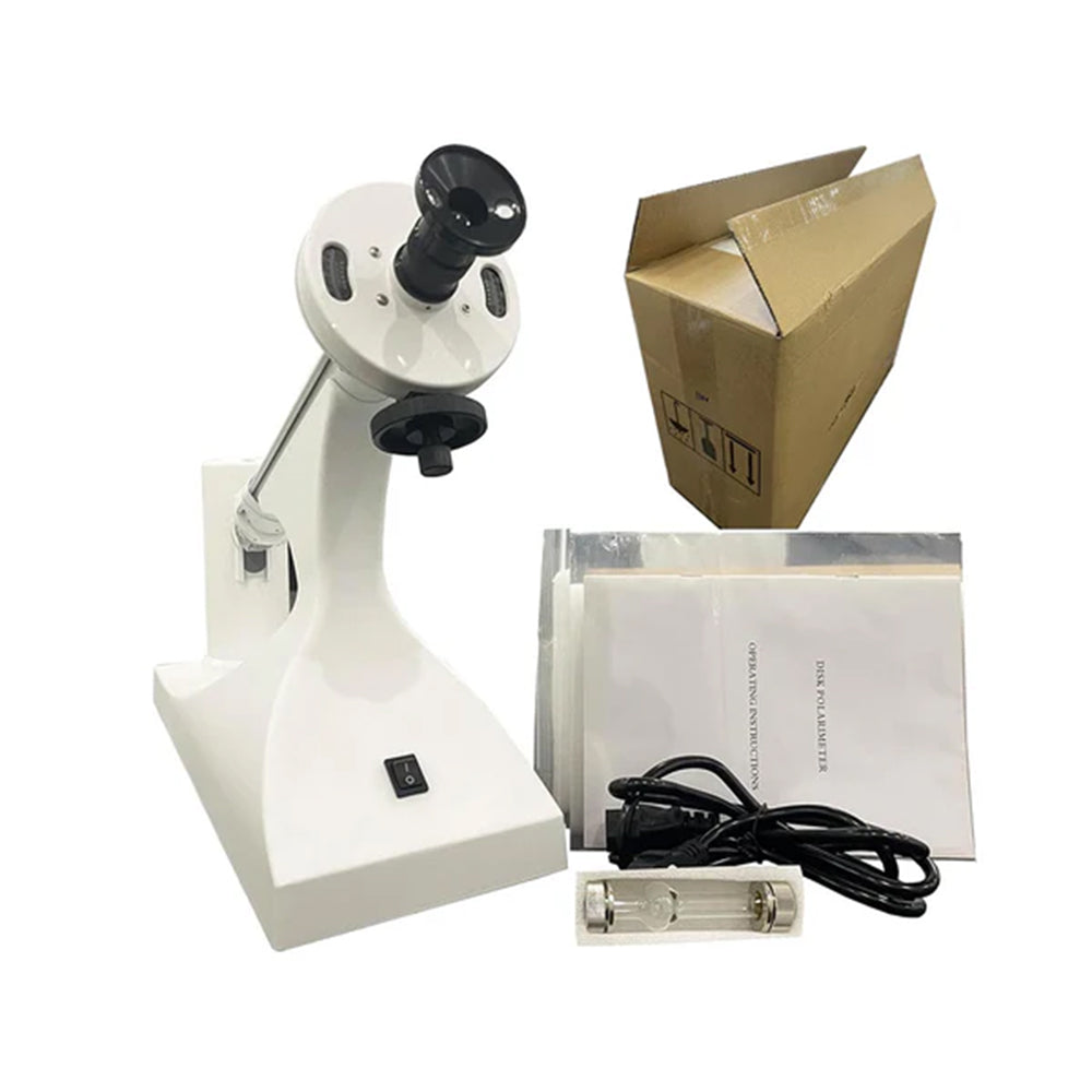 VTSYIQI Polarimeters Manual Polarimeter Disc Polarimeter Instrument with Measuring Range -180°~180° Scale Value  1° Light Source Sodium Lamp Accuracy 0.05° 100mm and 200mm Polarimeter Tube