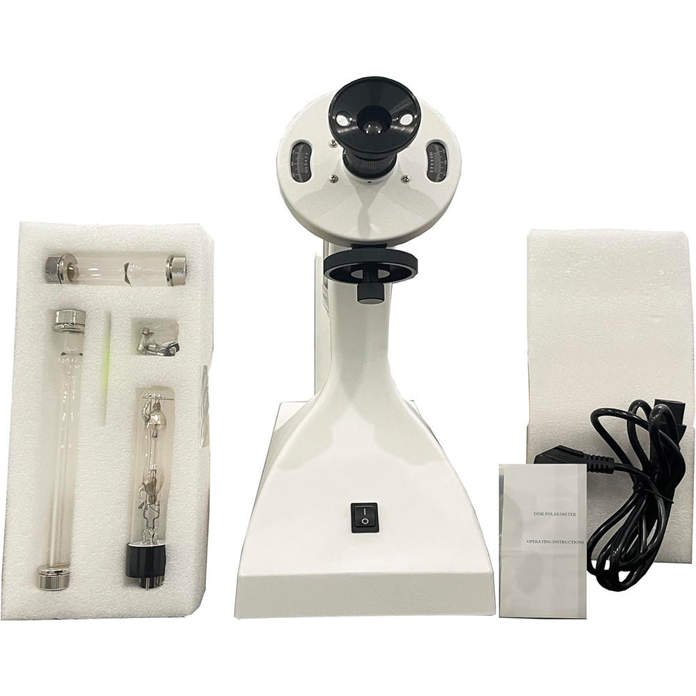 VTSYIQI Disc Polarimeter 110V Manual Polarimeter Instrument with Magnifier 3X Light Source Accuracy 0.05° Range -180° to +180° Scale Value 1°