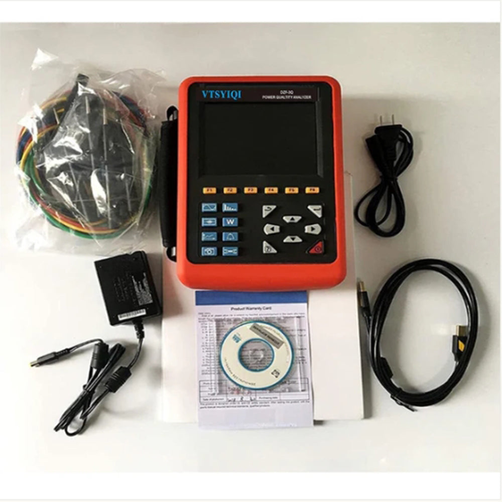 VTSYIQI Three-Phase Power Quality Meter 4 Channel Power Quality Analyzer Loggers with Ф68mm Current Clamp Sensor Phase Voltage Range 1.0V to 1000V Frequency 40Hz to 70Hz USB Interface