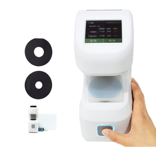 VTSYIQI Transmittance Haze Meters Hazemeter ASTM&ISO Hazemeter with 21mm 15mm Apertures A C D65 Repeatability 0.05 for Transparent and Semi-Transparent Materials Haze and Transmittance Measurement