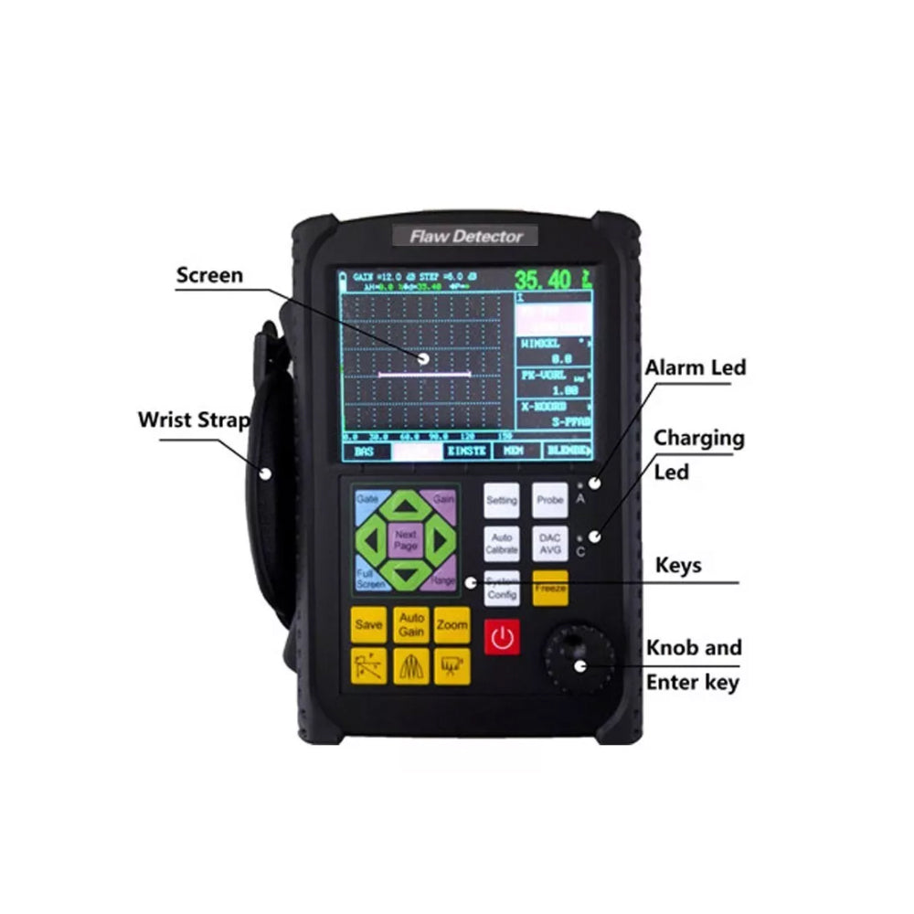 VTSYIQI Ultrasonic Flaw Tester Ultrasonic Flaw Detector Machine with Measuring Range 0~10000mm Frequency Range 0.5~15MHz Sound Speed 1000~15000m/s Measurement Mode Single Dual Thru