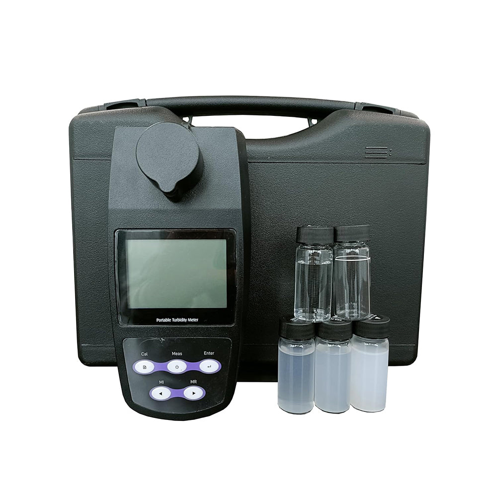 VTSYIQI Lab Turbidity Meters Turbidimeter Turbidity Meter Tester Kit with 4 PCS Calibration Solution Vials Range 0-1100 NTU/FNU 0-275 EBC 0-9999 ASBC ASTM ISO7027 Standard