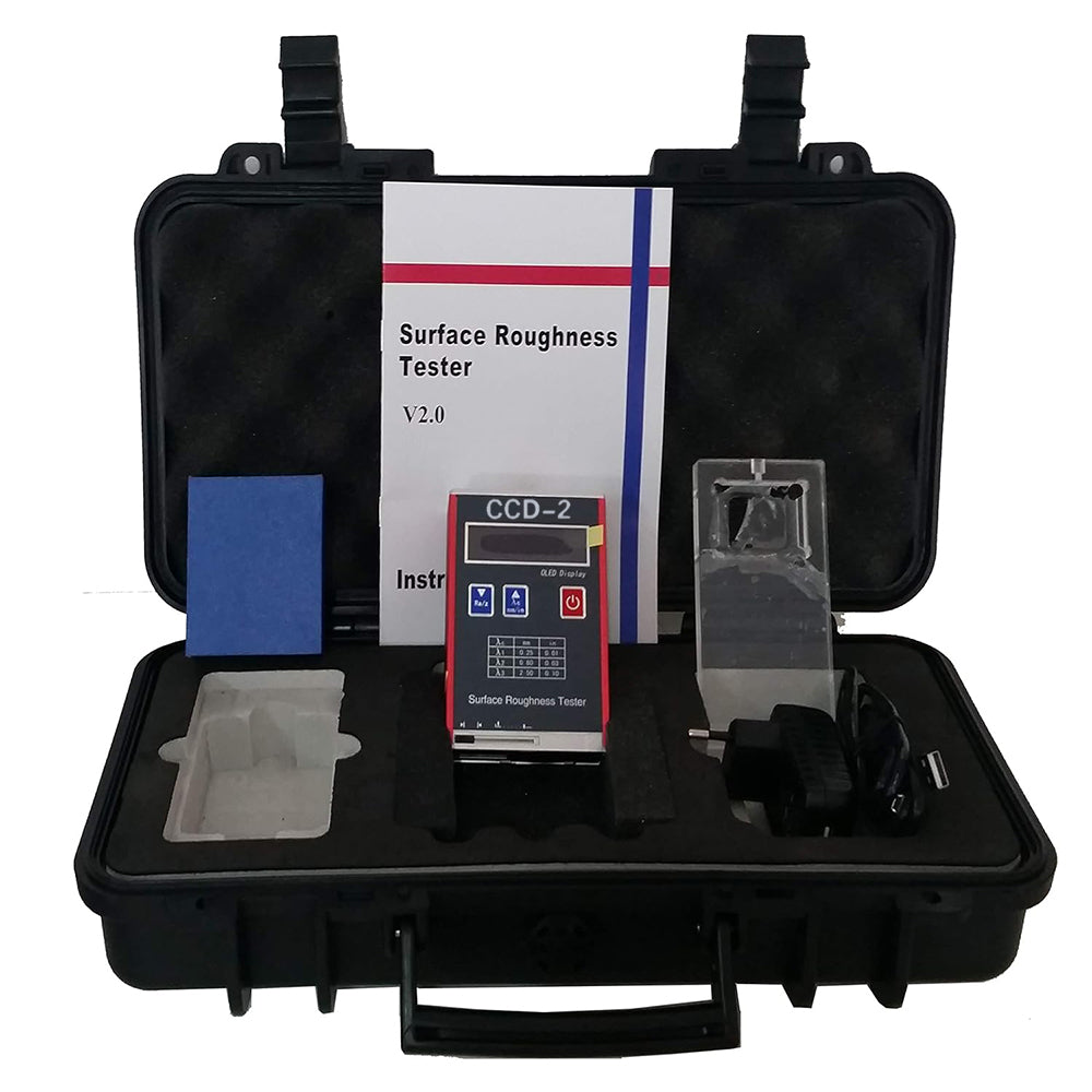 VTSYIQI Surface Roughness Gauge Meter Tester with Indication Accuracy 0.01μm Stroke length 6 mm Testing Parameters (µm）Ra、Rz、Rq、Rt Measuring Range Ra Rq 0.05~15.0μm Rz Rt 0.1~50.0μm Evaluation Length 1.25 4.0 5.0mm