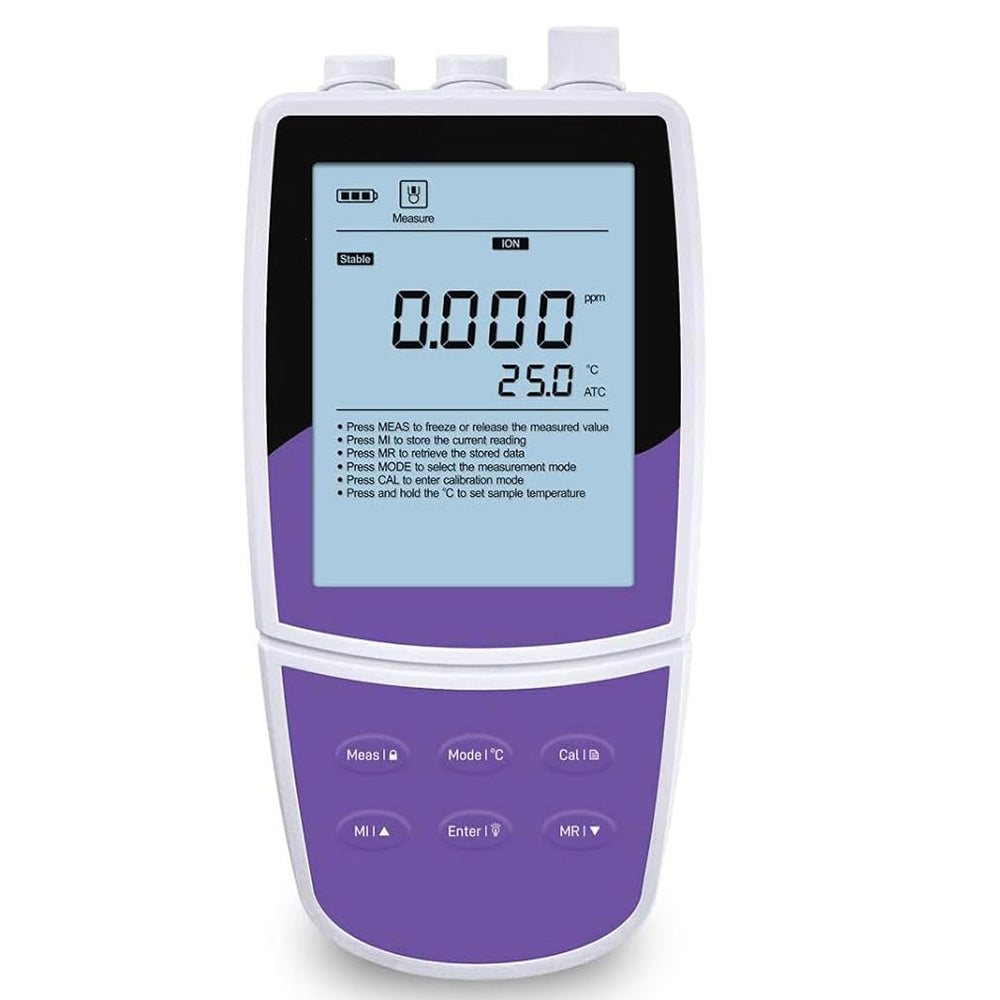 VTSYIQI Sulfide Ion Meter S Ion Concentration Ion Counter Meter with Range 0.003 to 32000 ppm Accuracy ±1% F.S. Calibration 2 to 5 Points Standard Calibration Fluids USB Communication Interface LCD Display for Testing Sulfide Ion