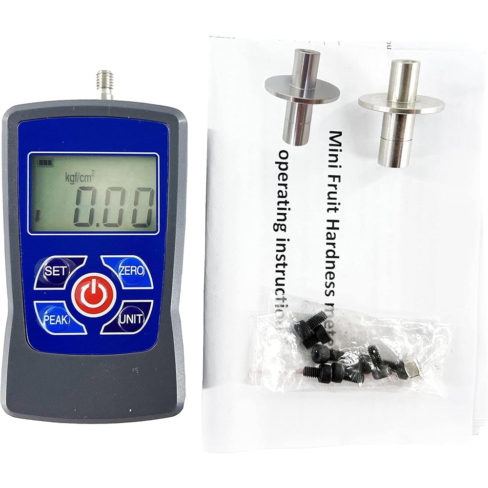 VTSYIQI Fruit Hardness Tester Fruit Sclerometer Fruit Penetrometer with Two Measuring Head Measuring Range 0.2～15Kgf/cm2 0.4～30Kgf/cm2 Real-time Peak First Peak Value for Soft and Hard Fruits