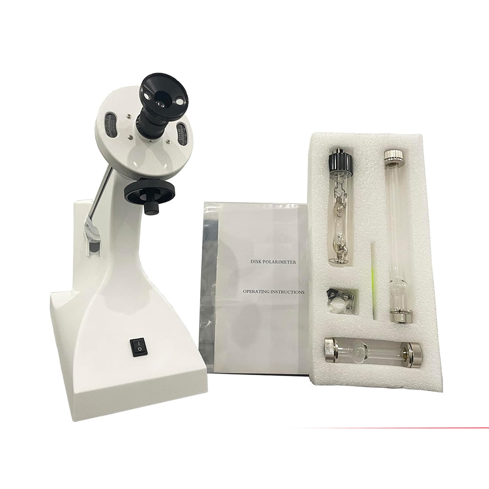 VTSYIQI Lab Disc Polarimeter Manual Polarimeters with 110V Voltage Optical Rotation Specific Rotation Concentration International Sugar Scale +/- 90 Degree 100mm 200mm Polarimeter Tube