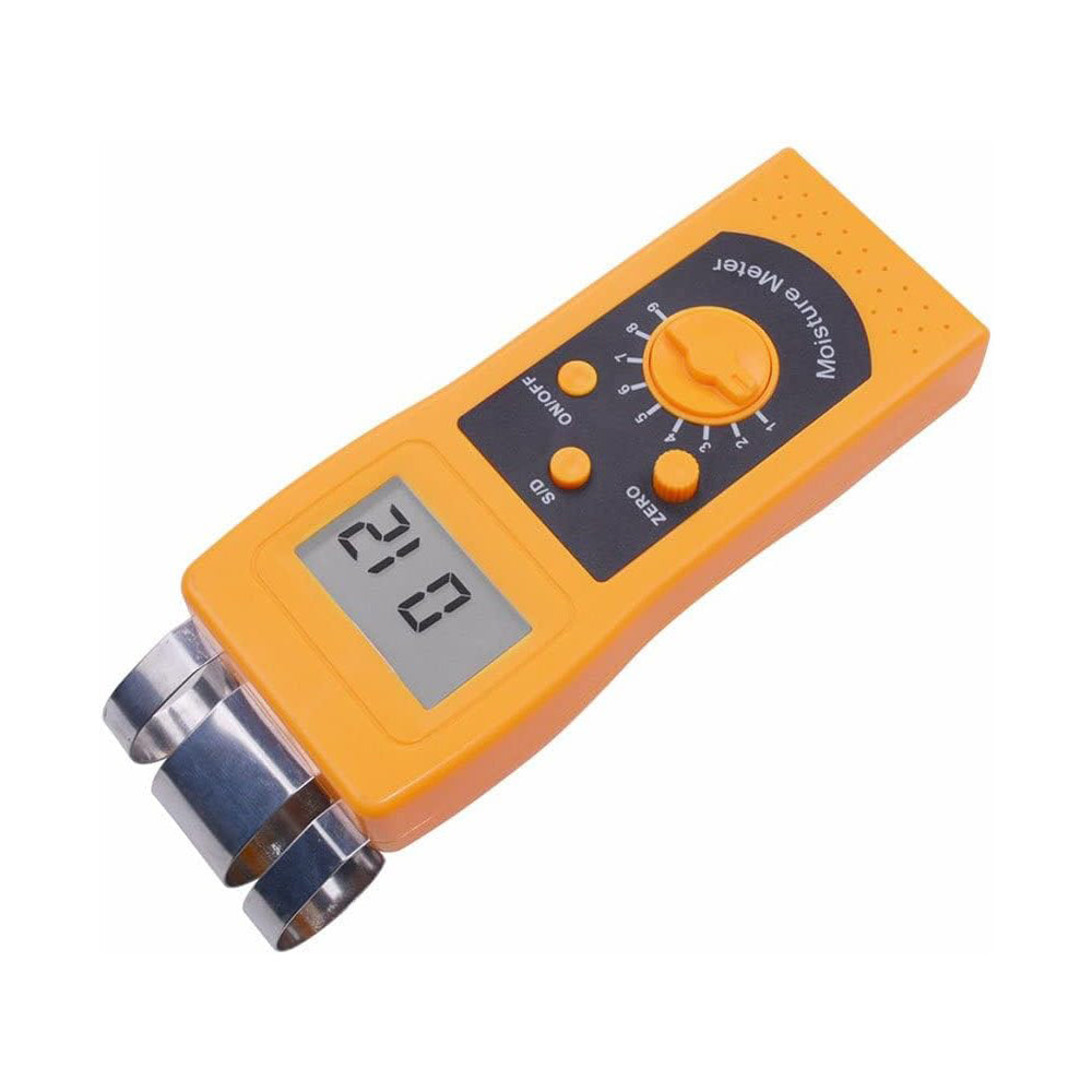 VTSYIQI Handheld Textile Moisture Tester Meter Digital Textile Moisture Meter with Range 0 to 50% Metal Sensor Accuracy ± 0.5% n Resolusion 0.1/0.01 for Clothes Yarn Moisture Measuring