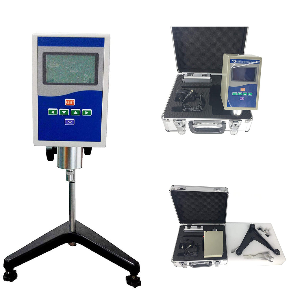 VTSYIQI Rotational Viscosity Meter Liquid Viscosity Tester Benchtop Digital Rotational Viscometer for Inks Paints Adhesives Greases Cosmetics with Range 1-100000mPa.s Accuracy ±1% 4 Viscosity Rotors