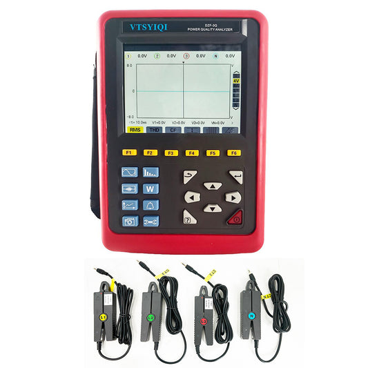 VTSYIQI Three Phase Power Quality Analyzer Power Quality Monitor Analyzer Meter with Small Sharp Current Clamp 7.5mm×13mm Range 10mA～10.0A LCD Color Screen USB Interface Parameter W VA VAR PF DPF cosφ tanφ Wh Varh Vah