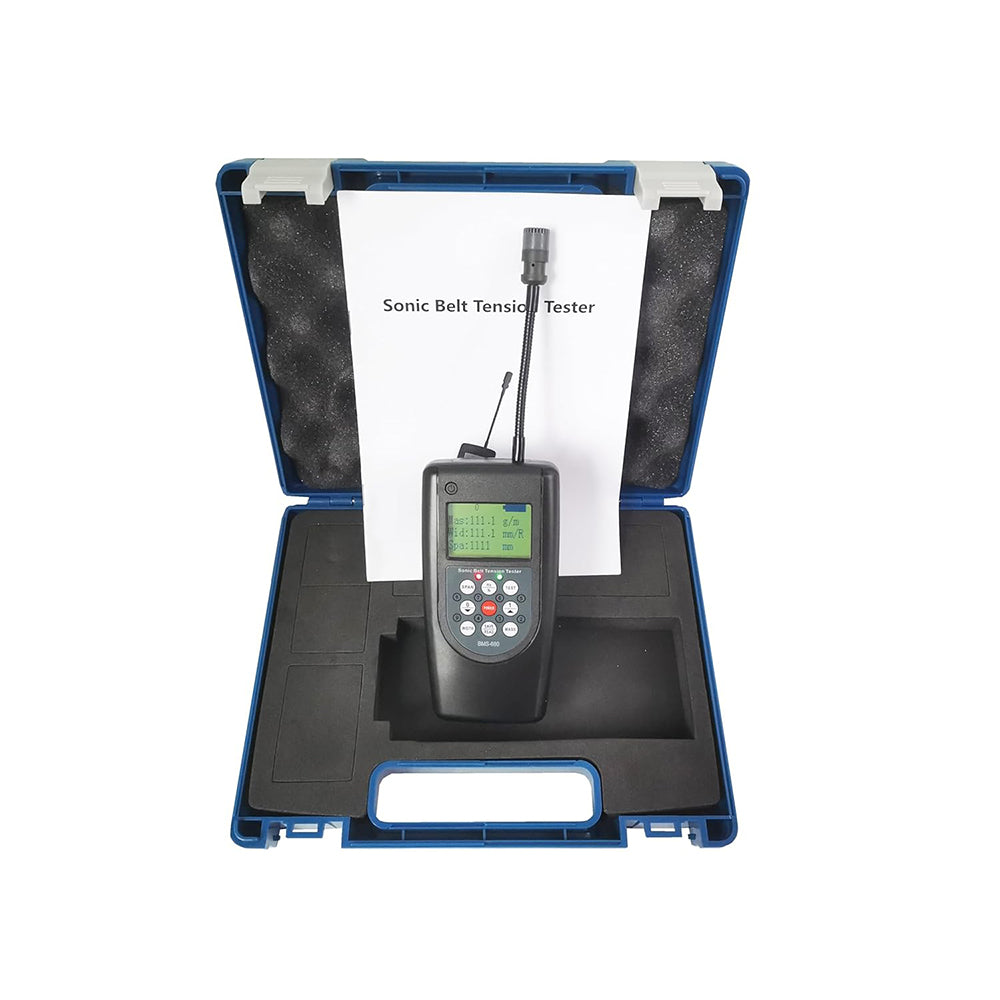 VTSYIQI Sonic Belt Tension Meter Belt Tension Meter with Adjustable Probe Range 10Hz-680Hz Max Belt Length 9999mm Accuracy ±1HZ 20 Set Data Storage for Belt During Impact or Rapid Movement