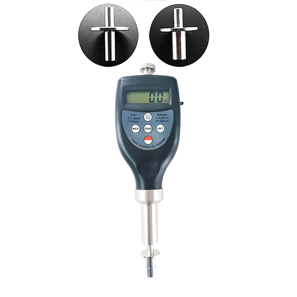 VTSYIQI Fruit Penetrometer Sclerometer Durometer Fruit Hardness Tester with Two Tip Diameter 7.9mm and 11.1mm Pressing Depth 10mm for Testing Larger Fruit Firm Hard Fruit