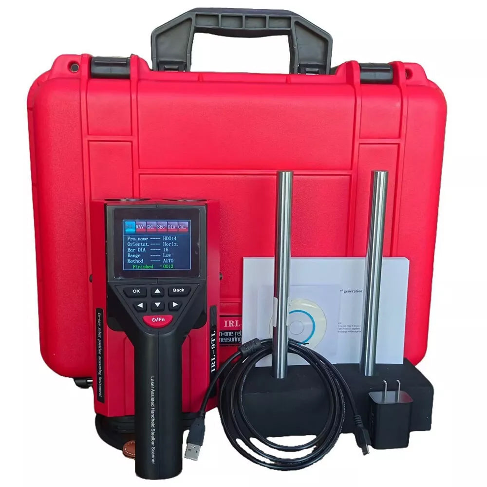 VTSYIQI Integrated Concrete Rebar Locator Rebar Scanner Reinforcement Position Tester Waveform Scan Range 5.5m for Testing Protective Layer Thickness Distance Between Steel Bars Steel Bars Number