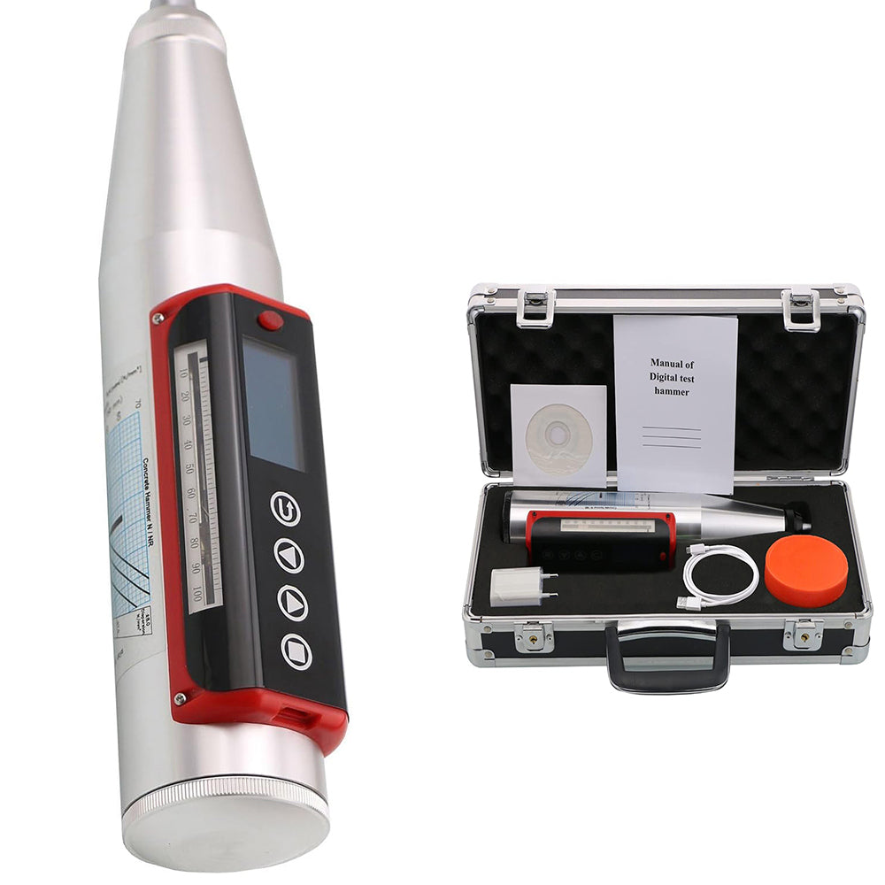 VTSYIQI Concrete Test Hammer Resiliometer Digital Rebound Test Hammer Concrete Hammer Tester with Standard Impact Energy 2.207J  Stroke Of Impact Hammer 75mm Tension Spring Stiffness 785 N/m 200 Standard Components