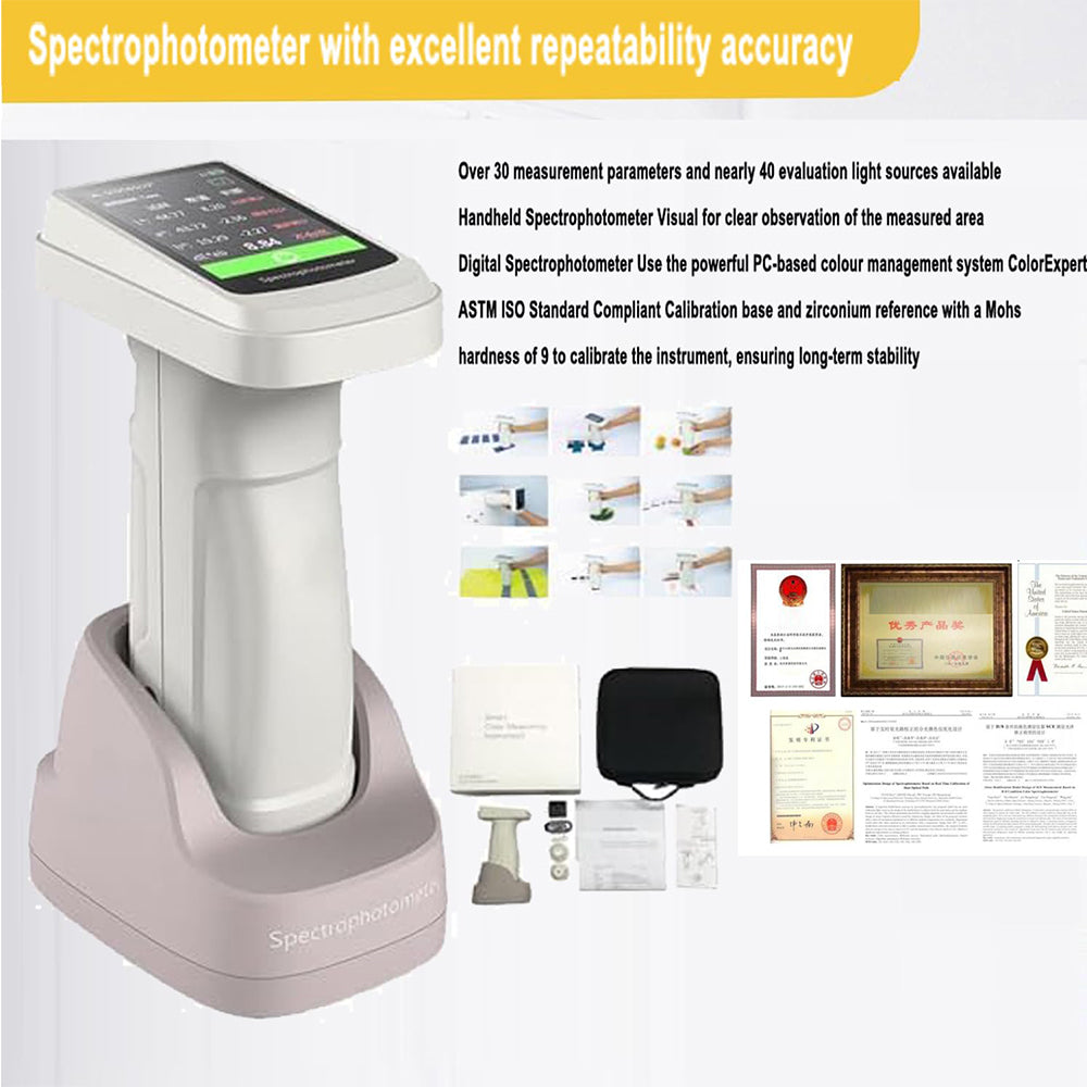 VTSYIQI Espectrofotómetro Portátil Espectrocolorímetro Con Apertura De Φ11 mm Precisión De Repetibilidad Ultraalta dE*ab ≤ 0,04 Almacenamiento De 10 000 Datos Calibración Automática Inteligente Para Impresión De Pintura