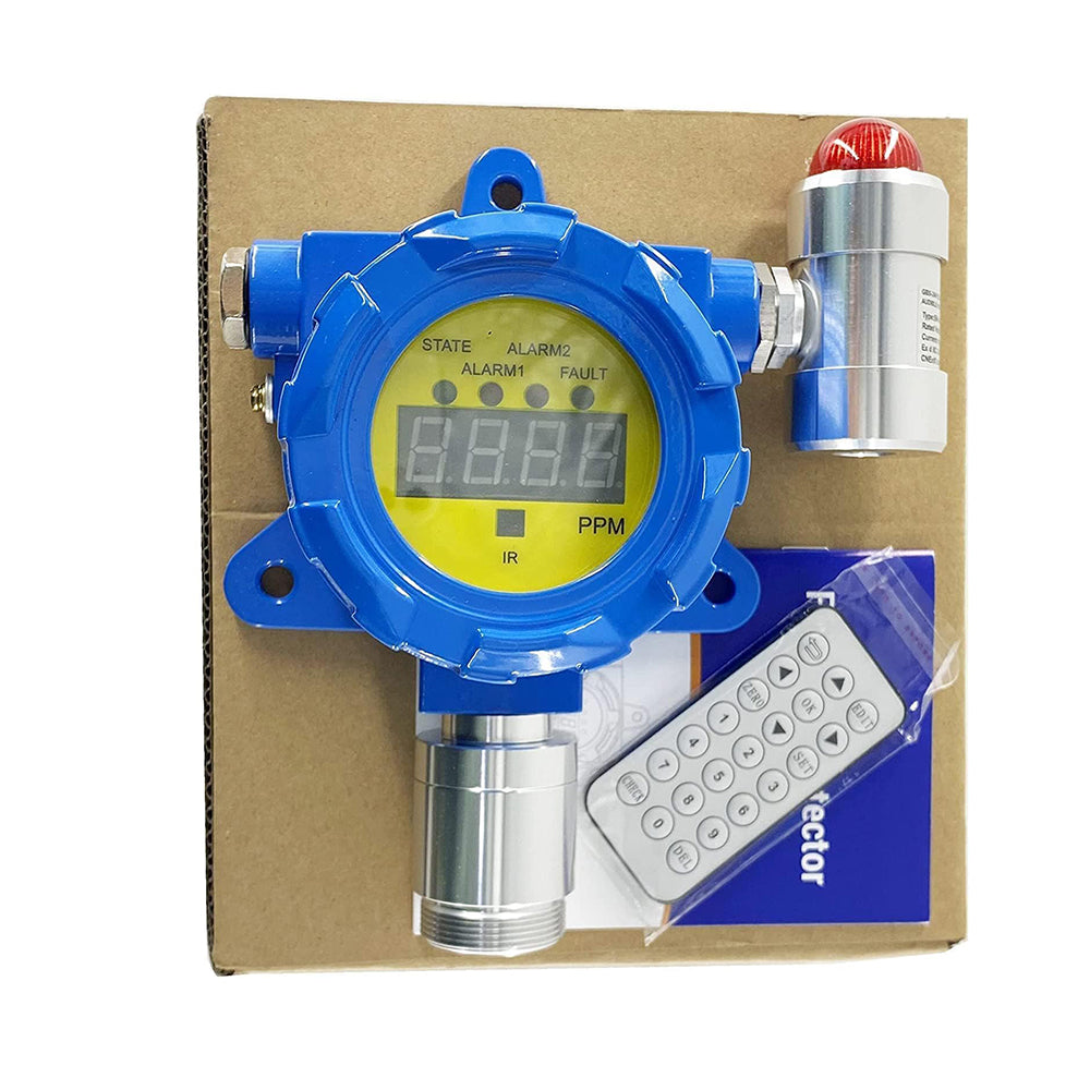 VTSYIQI C6H6 Gas Detector Fixed Benzene Gas Monitor with L-alarm 10ppm H-alarm 20ppm Measuring Range 0-100ppm Output Current 4-20mA Aluminum Shell Material for Detecting Gas in Refinery Chemical Plant LPG Station Boiler Room Painting Plant