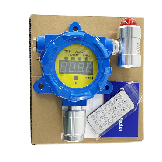 VTSYIQI C6H6 Gas Detector Fixed Benzene Gas Monitor with L-alarm 10ppm H-alarm 20ppm Measuring Range 0-100ppm Output Current 4-20mA Aluminum Shell Material for Detecting Gas in Refinery Chemical Plant LPG Station Boiler Room Painting Plant