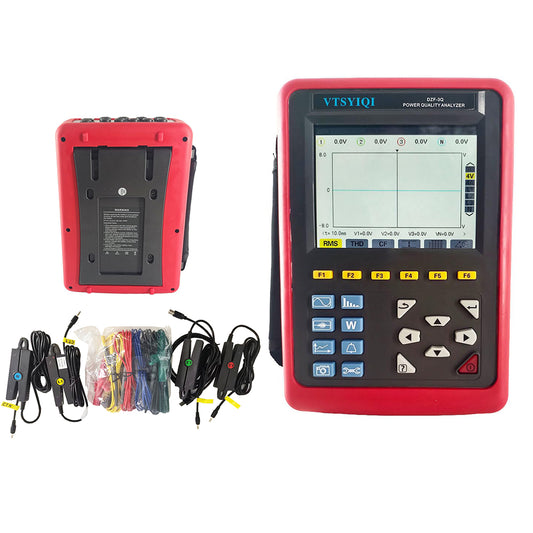 VTSYIQI Power Quality Analyzer Three Phase Power Quality Meter with  4 Current Clamp Sensor Size 7.5mm×13mm Range 10mA~10.0A Transient Capture Function Starting Current Monitoring Frequency 40Hz~70Hz