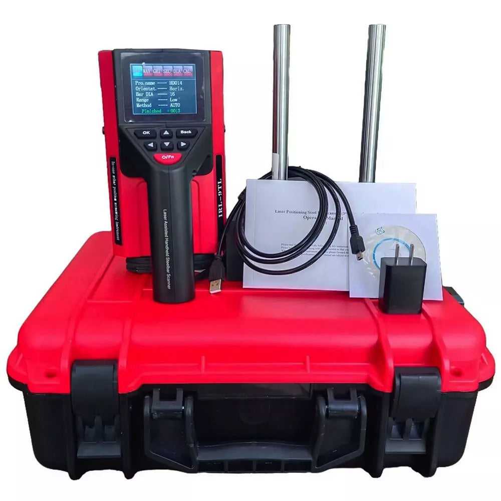 VTSYIQI Integrated Rebar Scanner Rebar Detector Concrete Rebar Locator Reinforcement Tester with Bar Diameter Φ6mm～Φ50mm USB Interface Waveform Network Profile Multi-Mode for Steel Bar Thickness