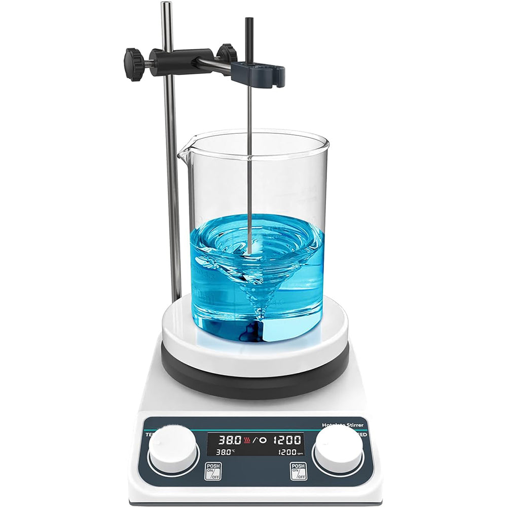 VTSYIQI Magnetic Hotplate Stirrer Lab Mixer with Brushless Motor RPM Increment 10 RPM Speed Range 200-1500RPM Max Stirring Capacity 2L(H2O) Max Temp of Hot Plate 280℃ Hot Plate Φ135mm Liquid/Plate Temp Accuracy ±1℃/±3℃ Temperature Sensor