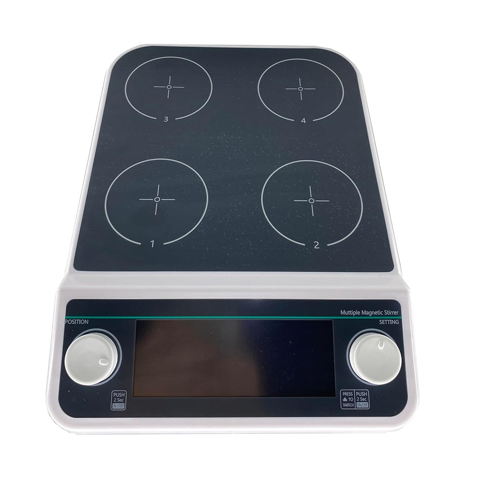 VTSYIQI Multiple Magnetic Stirrer Lab Magnetic Mixer with Maximum Mixing Volume 4*500ml RPM Range 50-1500rpm Synchronized or Asynchronous Control PET Face Dticker LED Liquid Crystal Display