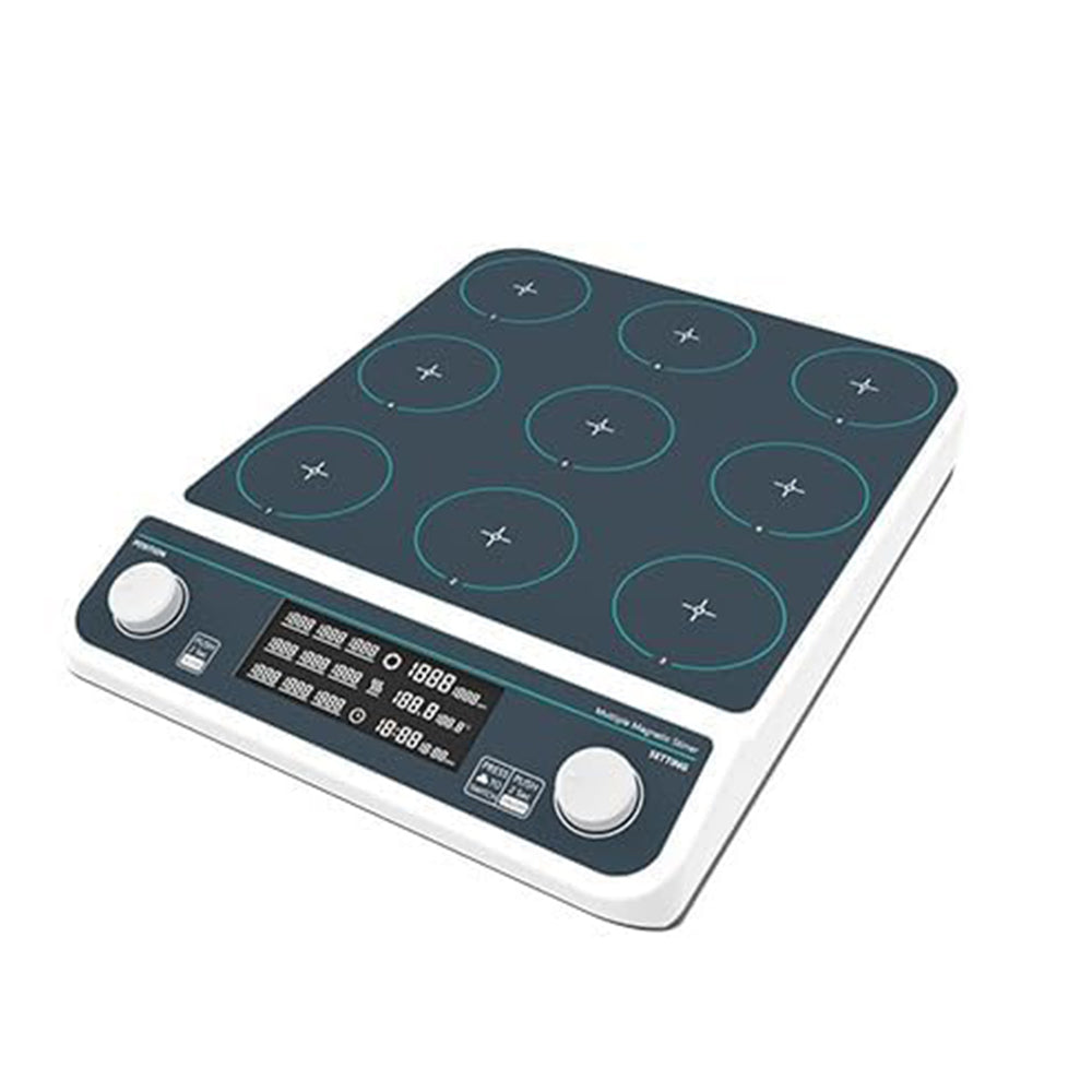 VTSYIQI 9 Position Magnetic Stirrer Multi Place Magnetic Stirrer with LCD Liquid Crystal Display Synchronized or Asynchronous Control  Max Stirring Volume 9 * 500 ML Brushless Motor Speed Range 50-1500RPM Bar Size 30MM Timing Function